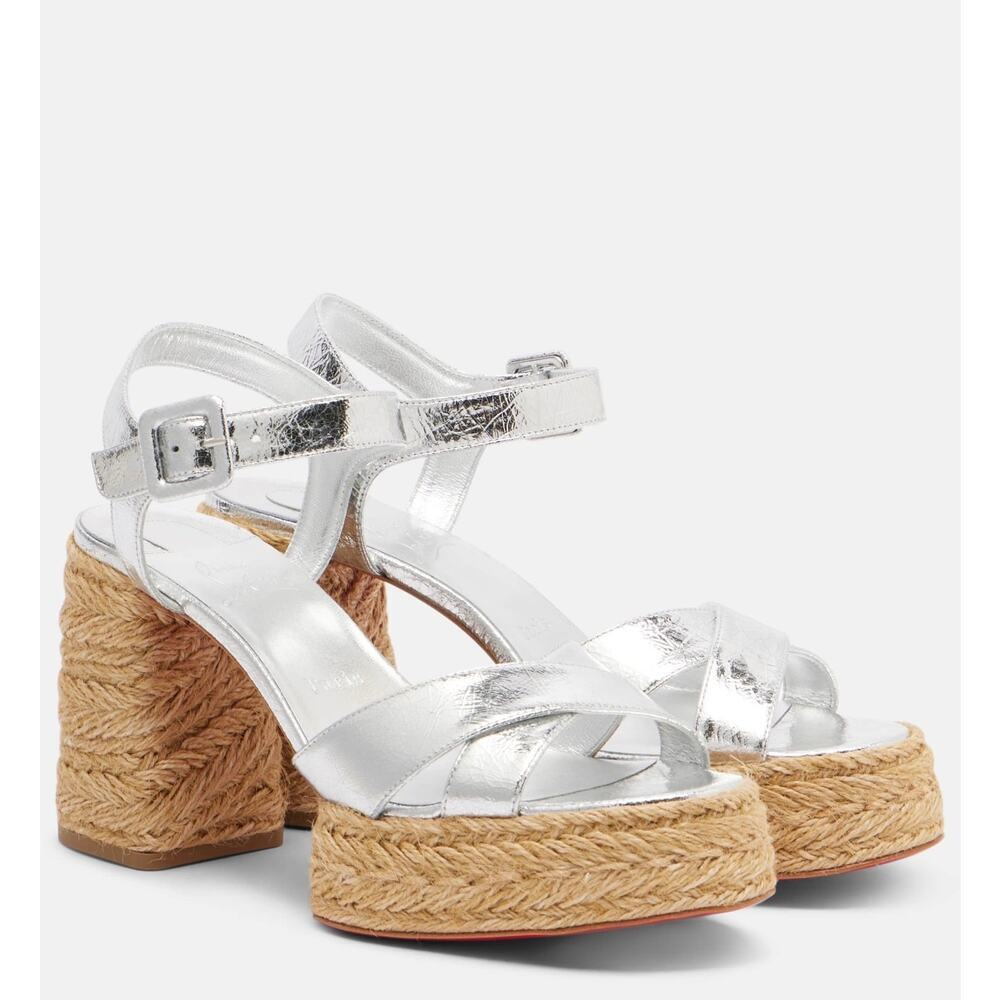 CHRISTIAN LOUBOUTIN Calakala 85 metallic leather espadrille sandals BNIB 39